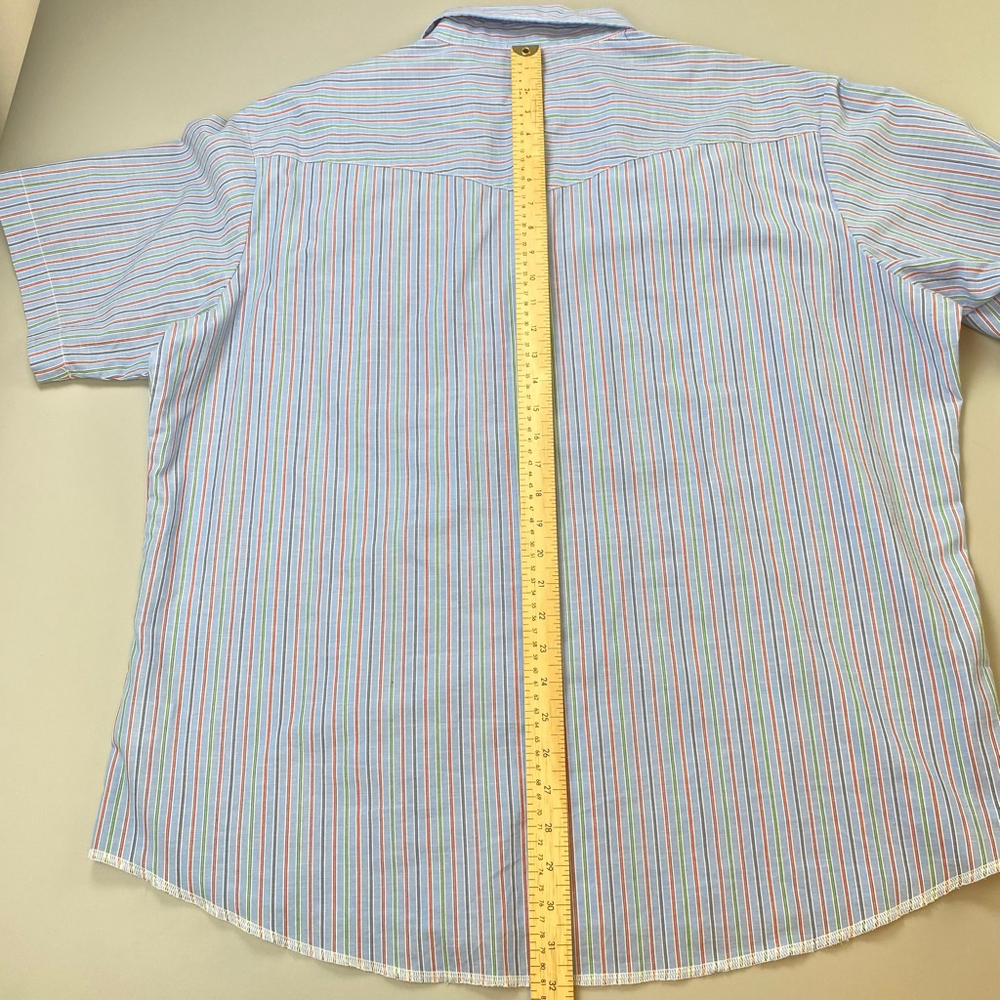 Rustler Shirt Mens XXL Blue Stripe Pearl Snap Cowboy Rockabilly Rodeo Heritage - Picture 12 of 13